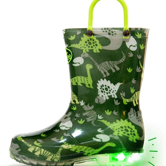 Outee Dinosaur Youth Rain Boots Light Up - Picture 3 of 5